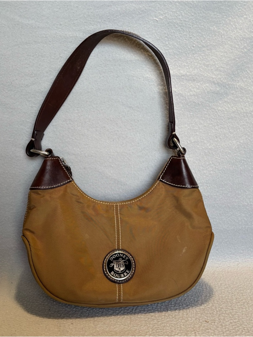 Dooney & Bourke Wayfarer Brown Canvas Nylon Hobo Shoulder Bag - Picture 1 of 15